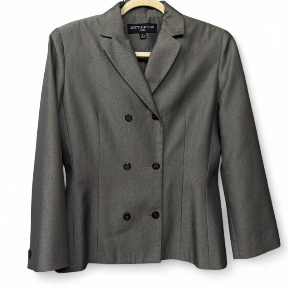 Lifestyle Attitude Gray Double-Breasted Blazer, Size 6